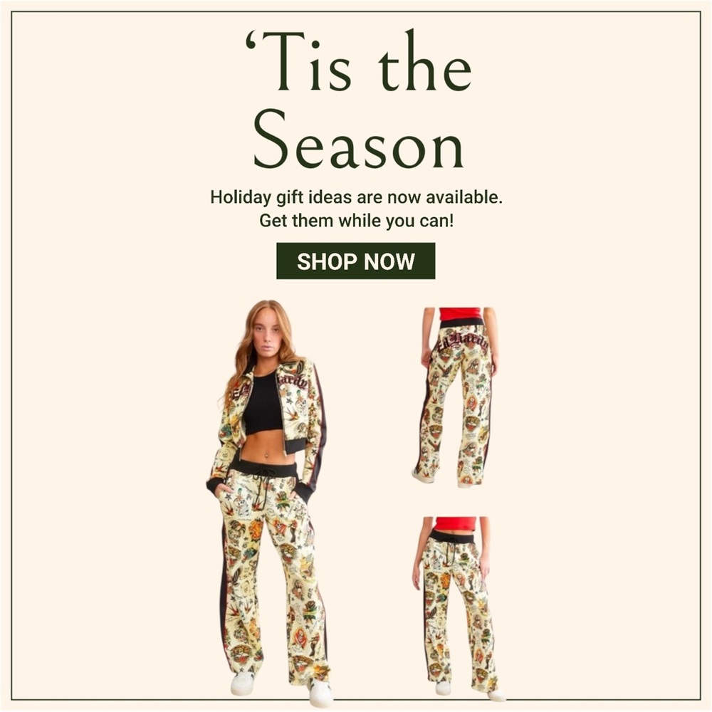 NWT * Sold Out Women's Yellow Y2k Track Pant Ed Hardy Size L